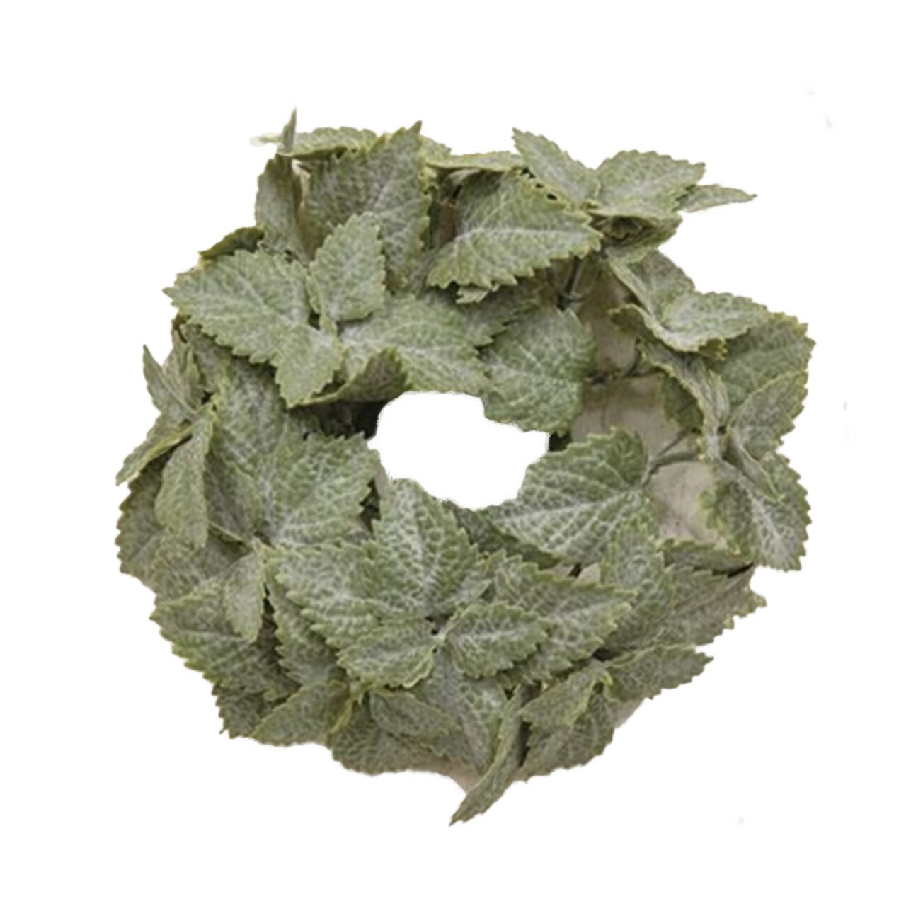 Matte Mint Candle Ring with Neutral Green Mint Leaves for Candle Displays and Mini Wreath Decor